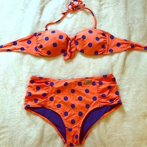 Gilly Hicks Small High Waisted Polka Dot Bikini